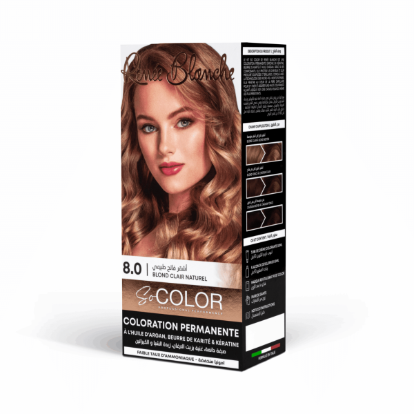 RENEE BLANCHE COULEUR INTENSE ET HAUTE COUVRANCE 0% AMMONIAQUE 8.0 BLOND CLAIR