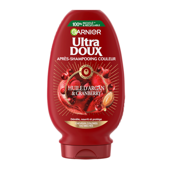 GARNIER ULTRA DOUX APRES SHAMPOOING COULEUR A L'HUILE D'ARGAN ET CRANBERRY 250ML