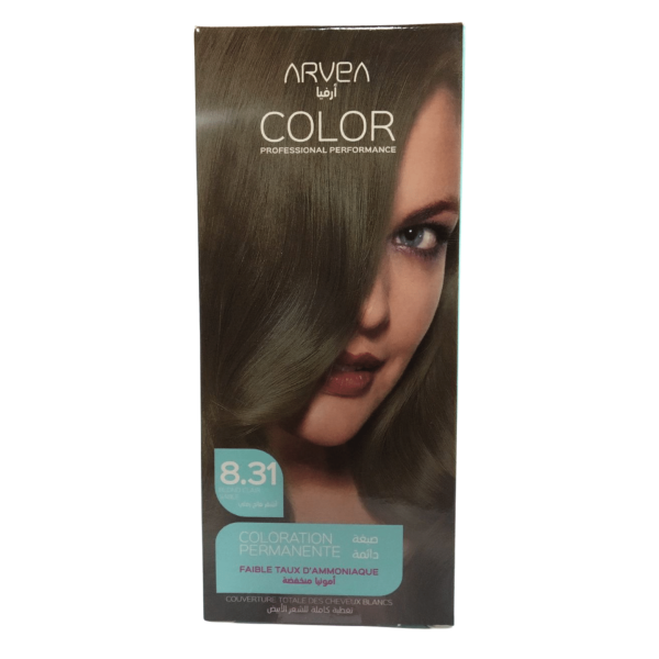 ARVEA COLORATION A FAIBLE TAUX D'AMMONIAUE 8.31 BLOND CLAIR CENDRE