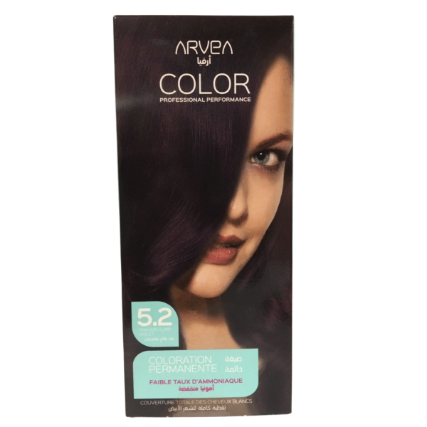 ARVEA COLORATION A FAIBLE TAUX D'AMMONIAUE 5.2 CHATAIN CLAIR VIOLET