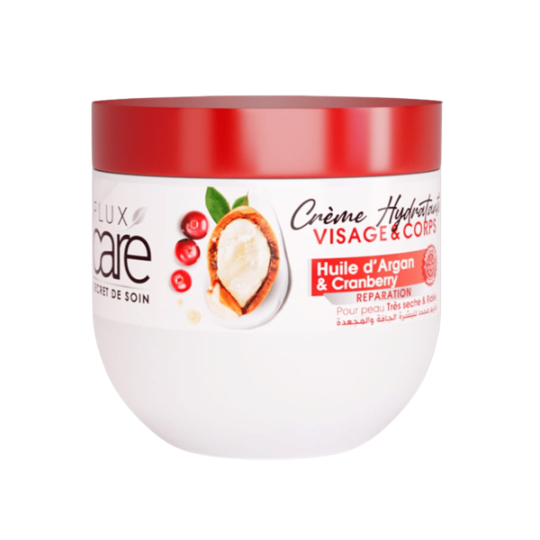 FLUX CARE CREME HYDRATANTE VISAGE ET CORPS 370ML HUILE D'ARGAN ET CRAMBERRY