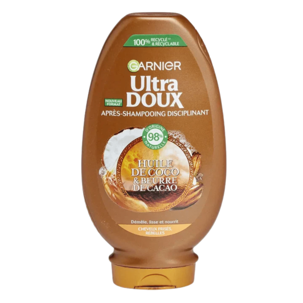 ULTRA DOUX A/SHP 250ML HUILE DE COCO ET BEURRE DE CACAO POUR CHEVEUX FRISES REBELLES
