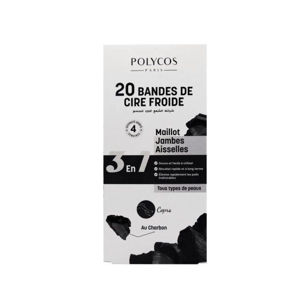 POLYCOS BANDE DE CIRE FROIDE 3EN 1 CHARBON JAMBES